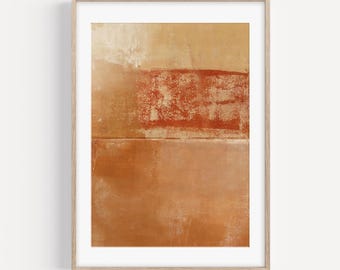 Arte mural Wabi Sabi / Arte abstracto imprimible en tonos tierra, marrón y óxido / Decoración minimalista con textura / Póster de descarga digital