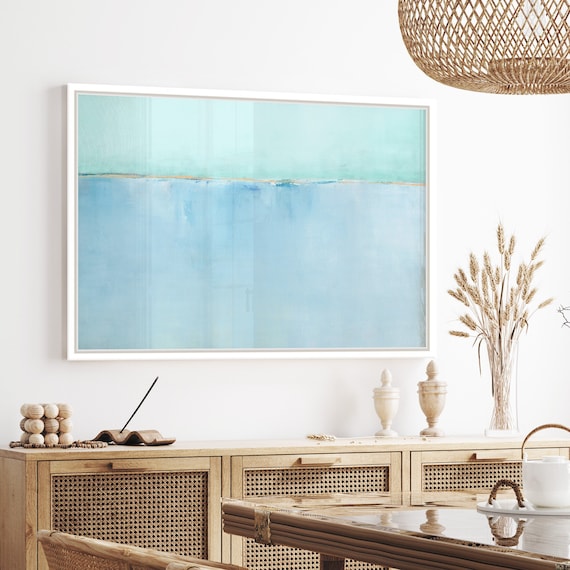 Contemporary Coastal Abstract Painting - Green & Blue Art Print - Rothko Inspired - Coastal Living Room Decor - Large Modern Art Print