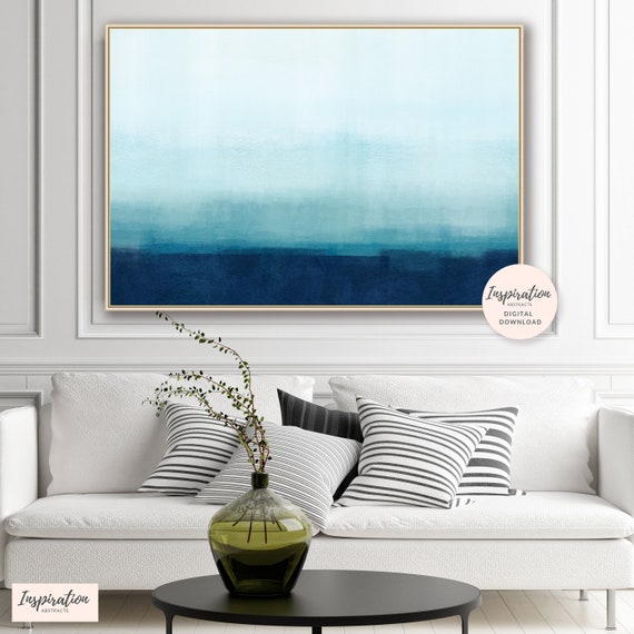 Blue Ombre Painting, Printable Abstract Art, Acrylic Art, Large Wall Art,  Contemporary Art
