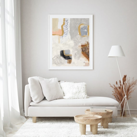 Printable Mixed Media Collage Art Print - Large Abstract Art - Neutral Earth Tone Painting - Modern Wall Art - Living Room Decor