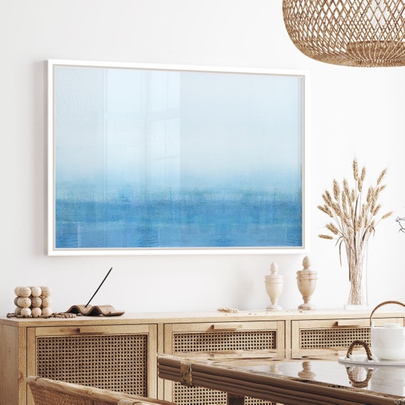 Serene Blue Painting, Modern Abstract Art, Coastal Bedroom Painting, Large Contemporary Art, Giclee Art Print, Coastal Wall Art