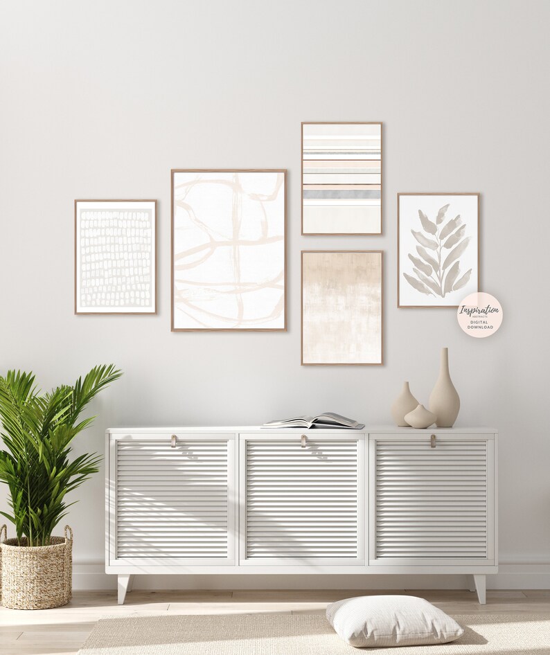 Minimalist Gallery Wall Set Abstract Art 5 Piece Wall Art Etsy