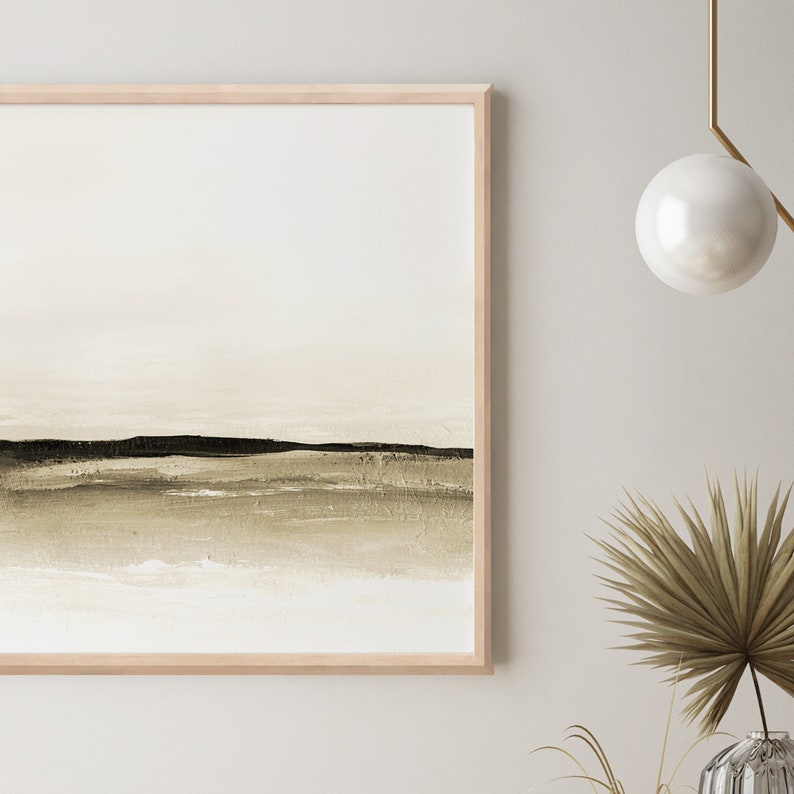 Serene Landscape Painting, Neutral Tone Print, Printable Art, Abstract Wall Art, Minimal Painting, Modern Art Print image 4