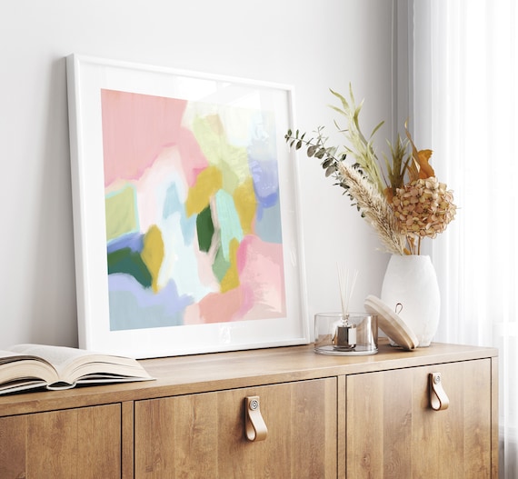 Pink Abstract Painting, Large Modern Wall Art, Colourful Home Decor, Contemporary Art Print, 40x40 Wall Art, Modern Nursery Decor