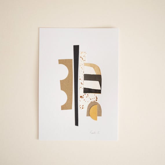 Contemporary Neutral Wall Art | Original Mixed Media Collage A5 | Textural Abstract Artwork | Simple Interior Decor | One of a Kind Art