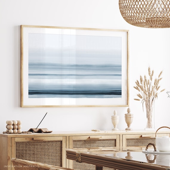 Serene Watercolour Painting, Horizontal Wall Art, Coastal Wall Art, Large Abstract Painting, 24x36 Art Print, Printable Art