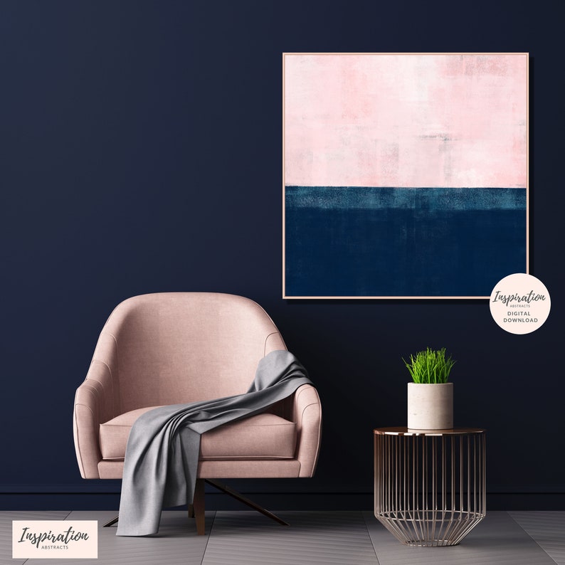 Pink and Navy Abstract Art Large Abstract Print Extra Large Etsy UK