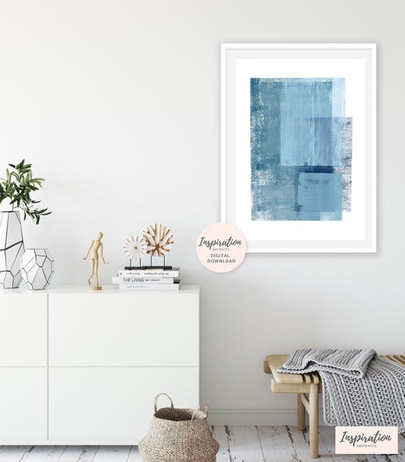 Minimalist Painting,  Modern Wall Art, Hygge Art, Vertical Art Print, Scandinavian Print,  24x36 Art Print, Blue Painting