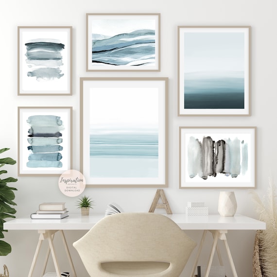 Gallery Wall Set, Coastal Wall Art Set, Watercolour Prints, Abstract Art, Printable Art, Minimalist Art, Set of 6 Art Prints, Zen Wall Art
