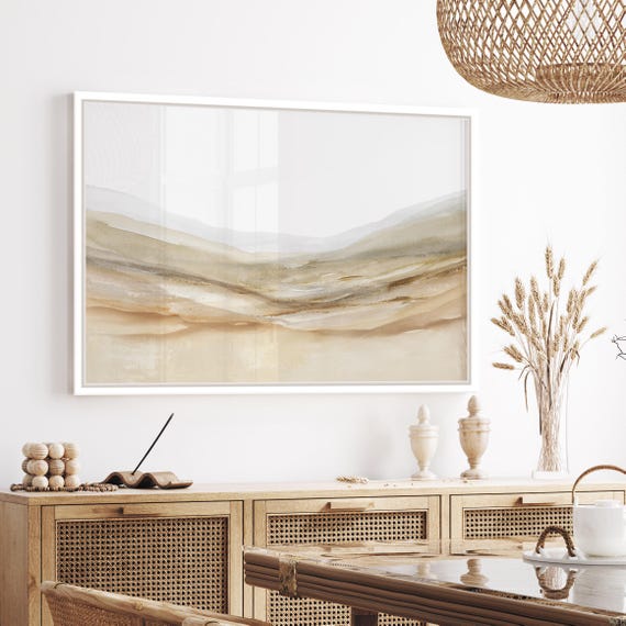 Neutral Abstract Landscape, Minimal Landscape Art, Printable Watercolour Painting, Beige Brown Wall Art Print, Calm Art For Home