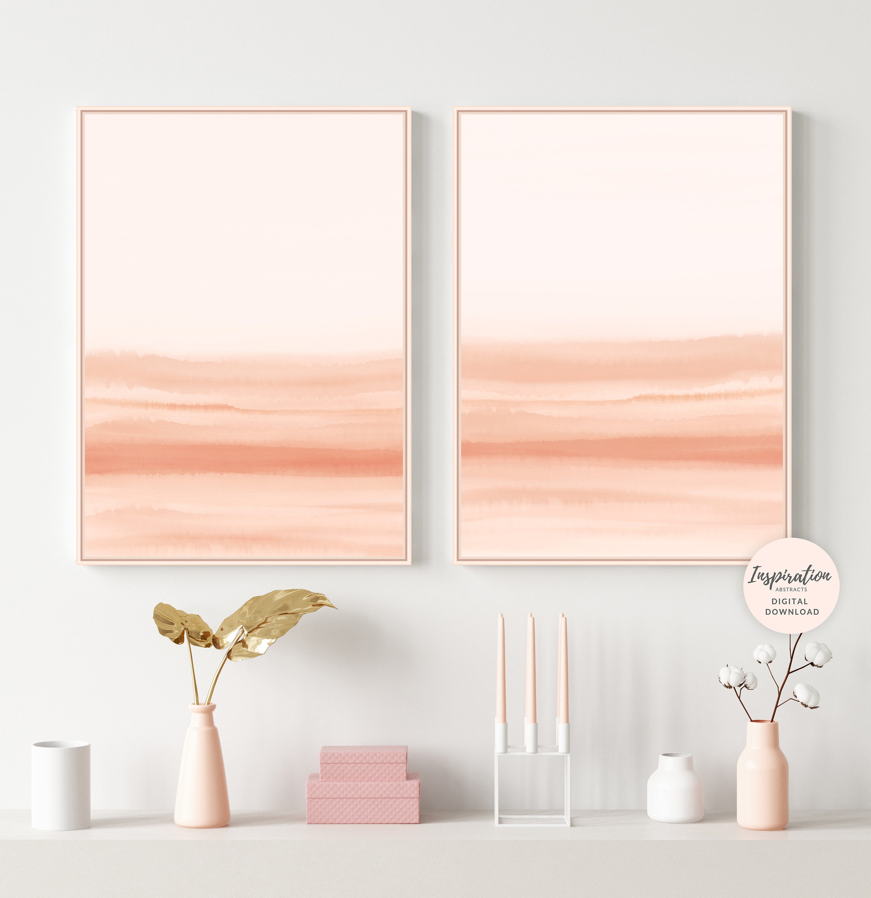 Set Of 2 Prints Watercolour Paintings Burnt Orange Wall Art