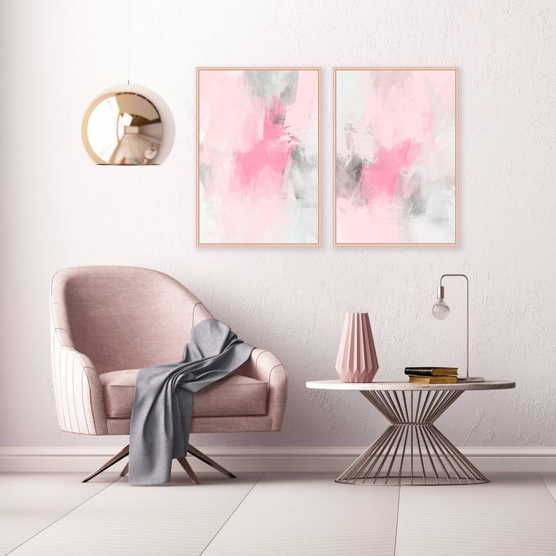 Large Abstract Art Set of Two Prints 24x36 Art Prints Dusty Etsy