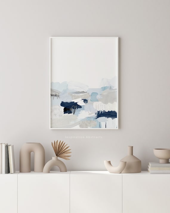 Blue Grey Printable Abstract Art, Coastal Wall Art, Contemporary Mixed Media Art, Blue Abstract Art, Coastal Bedroom Decor