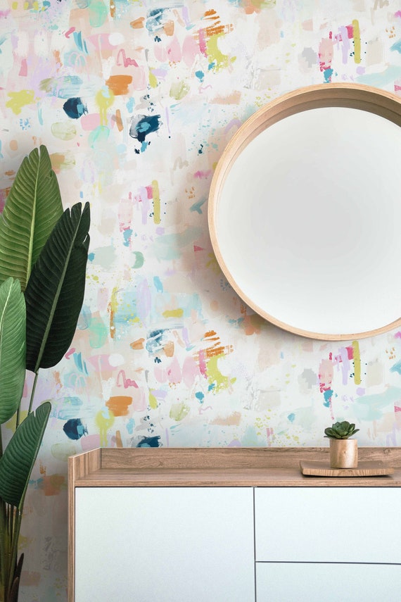Colourful Paint Strokes Wallpaper, Abstract Wallpaper, Kids Wallpaper, Hand Painted Wallpaper, Removable Wallpaper, Nursery Wallpaper