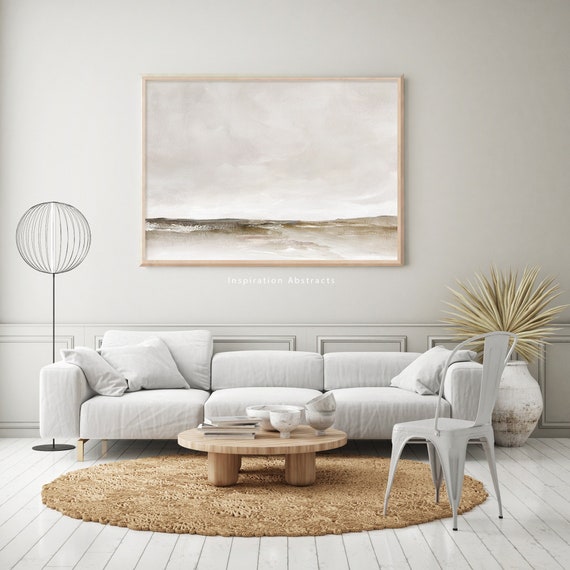 Calming Landscape Painting, 30x40 Wall Art, Neutral Landscape, Light Brown Aesthetic, Acrylic Painting, Minimalist Art, Large Printable Art