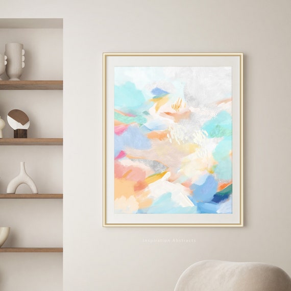 Vibrant Artwork, Aqua Abstract Painting, Colourful Wall Art, Serene artwork, Modern Nursery Art, Housewarming Gift, Printable Art