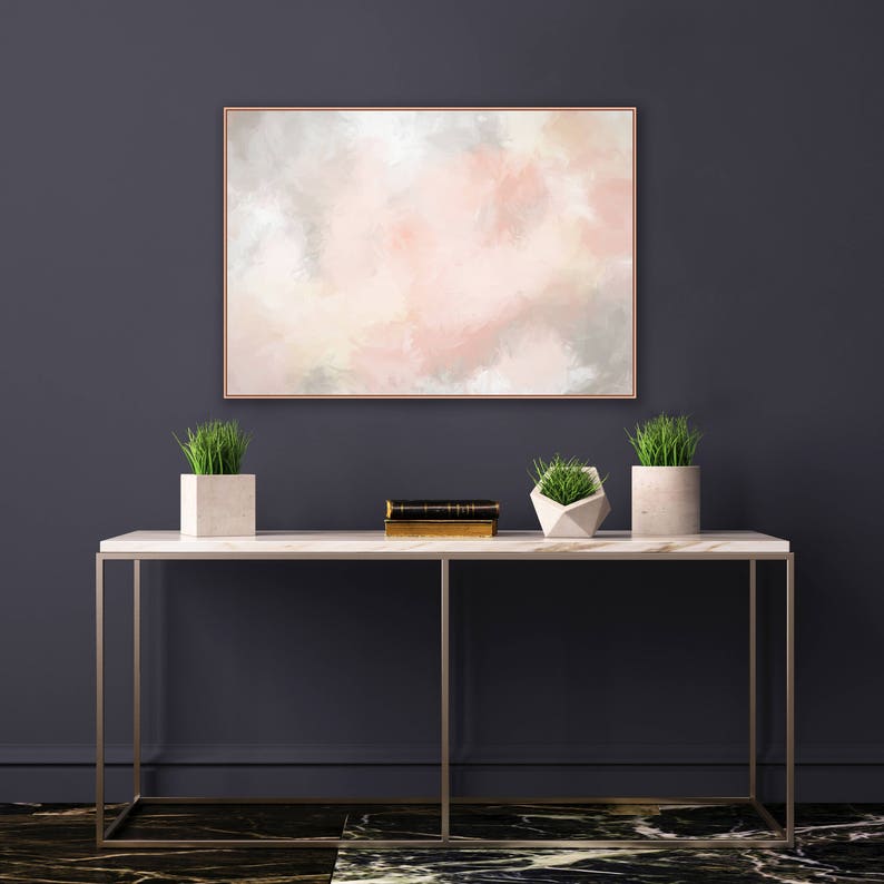 Blush Pink and Grey Painting Pink Abstract Art Pink Wall | Etsy