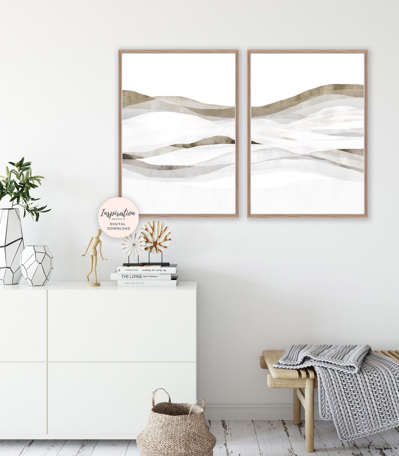 Set of Two Minimal Art Prints Modern Zen Wall Art | Etsy