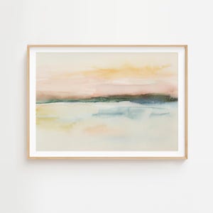 抽象的な水彩風景画、湖畔の家の装飾、禅風の壁アート、海岸風の壁アート、子供部屋の壁アート、印刷可能なアート