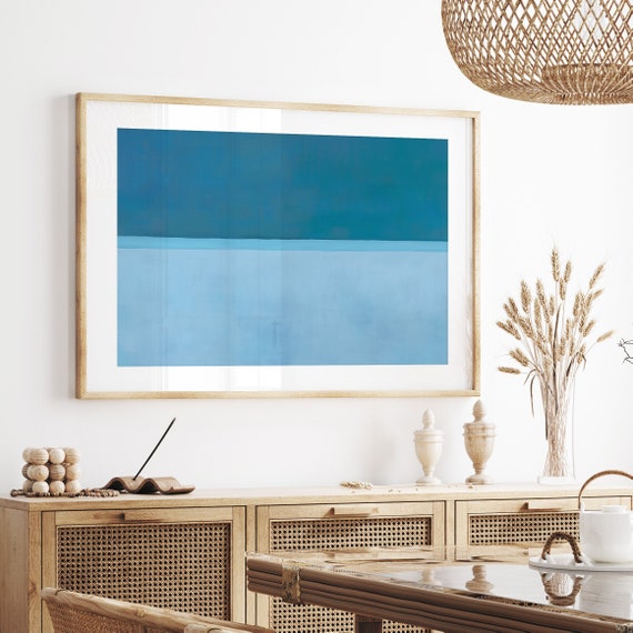 Blue and Teal Contemporary Abstract Painting, Minimal Acrylic Painting, Coastal Bedroom Art, Modern Living Room Art