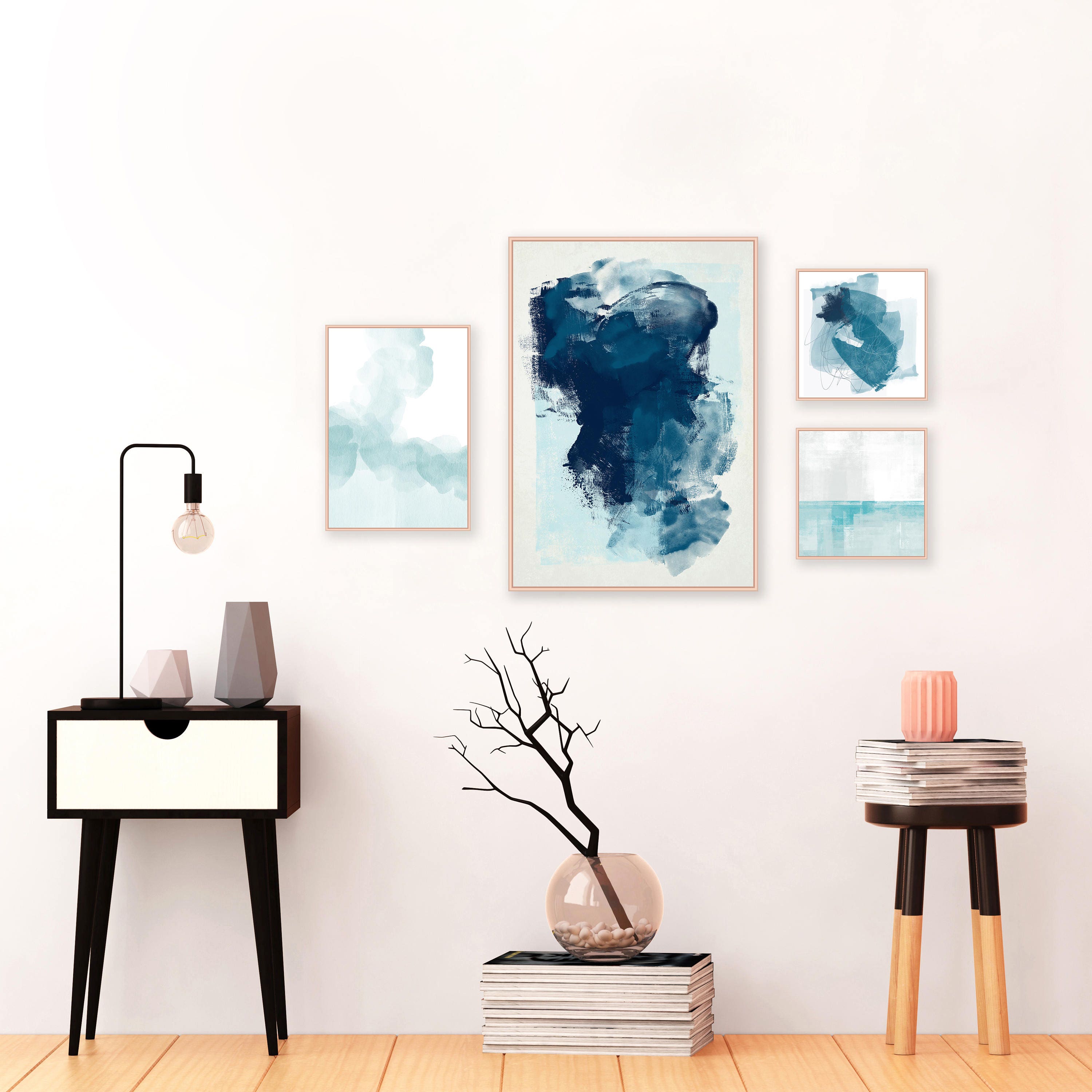 Modern Wall Art Set of 4 Art Prints Abstract Wall Art Etsy