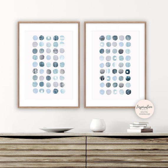 Abstract Geometric Art, Circles Print,  Modern Wall Art, Set of 2 Prints, Beach House Decor, Printable Wall Art, Zen Wall Art, Abstract Art