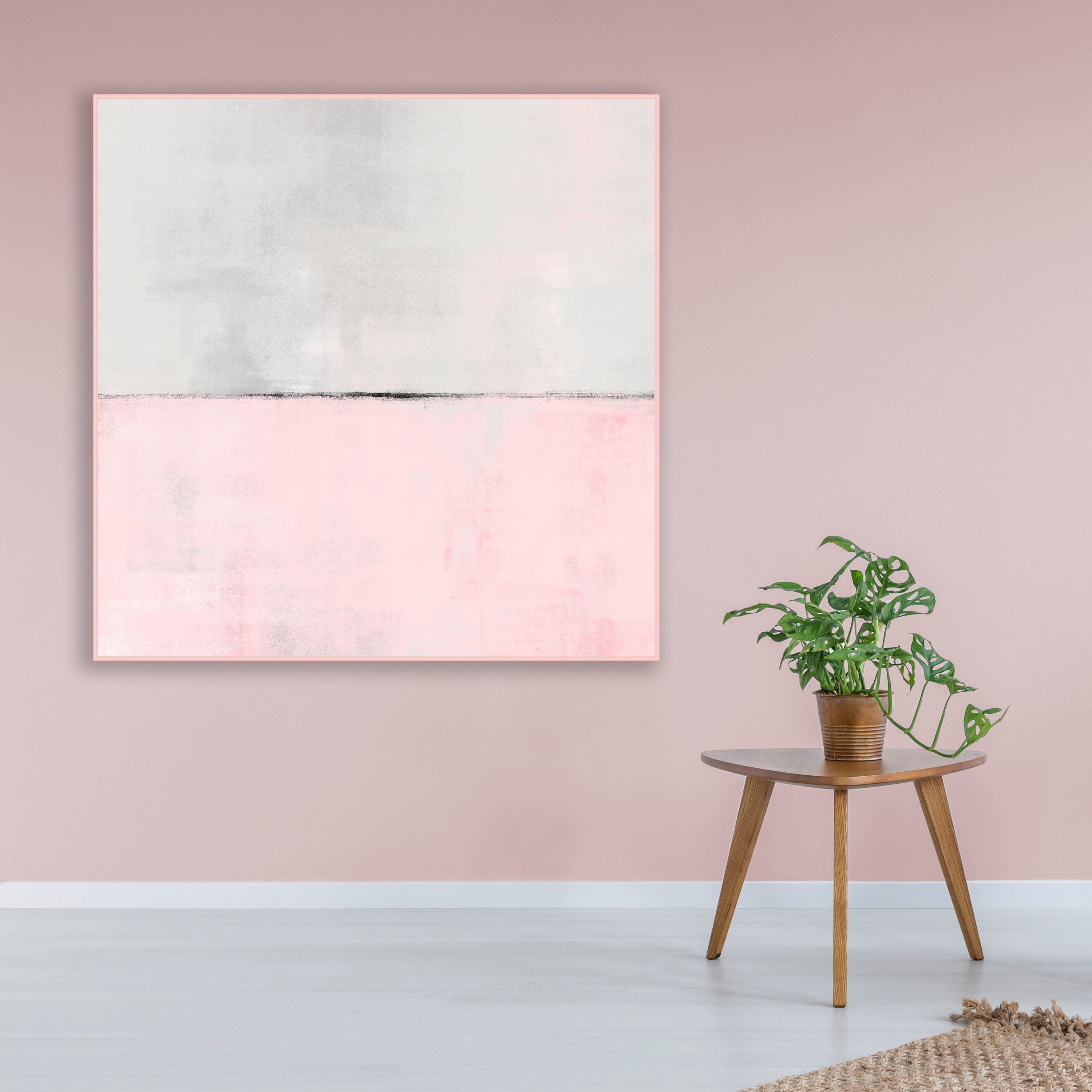 Pink and Grey Painting Large Wall Art Minimal Abstract Etsy