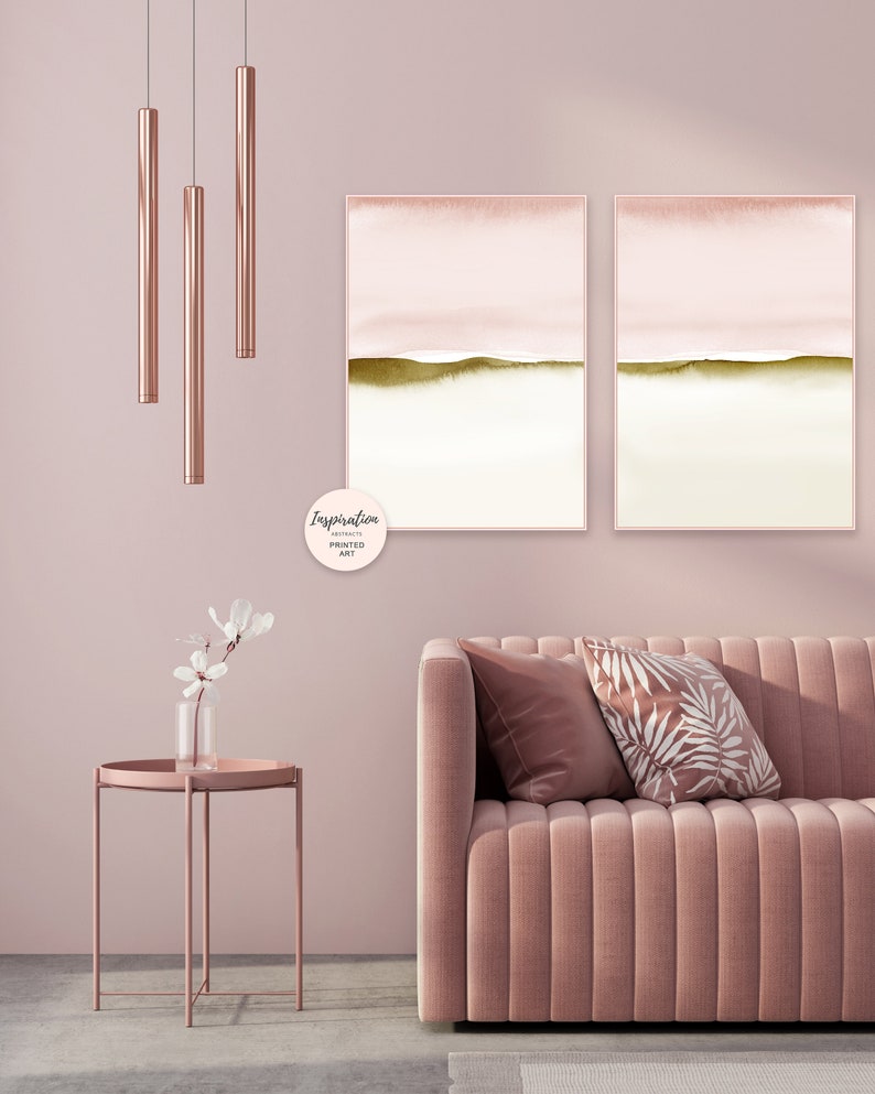 Set of Two Prints Blush Pink Wall Art Nursery Wall Art Etsy