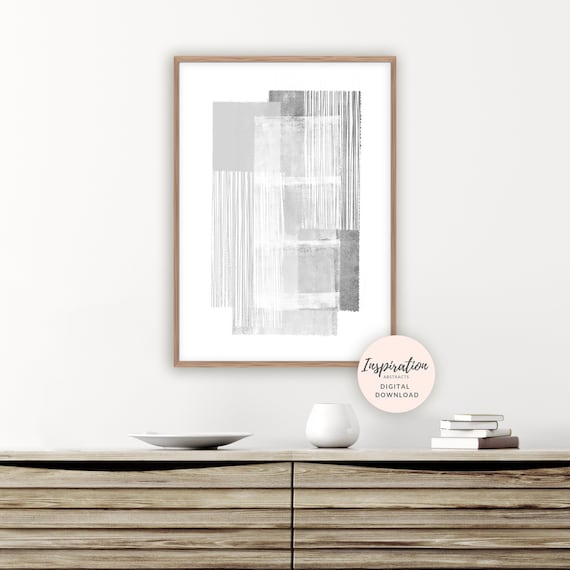 Grey and White Wall Art, Minimal Painting, Abstract Wall Art, Living Room Decor, 24x36 Art Print, Large Wall Art, Printable Art, Scandi Art