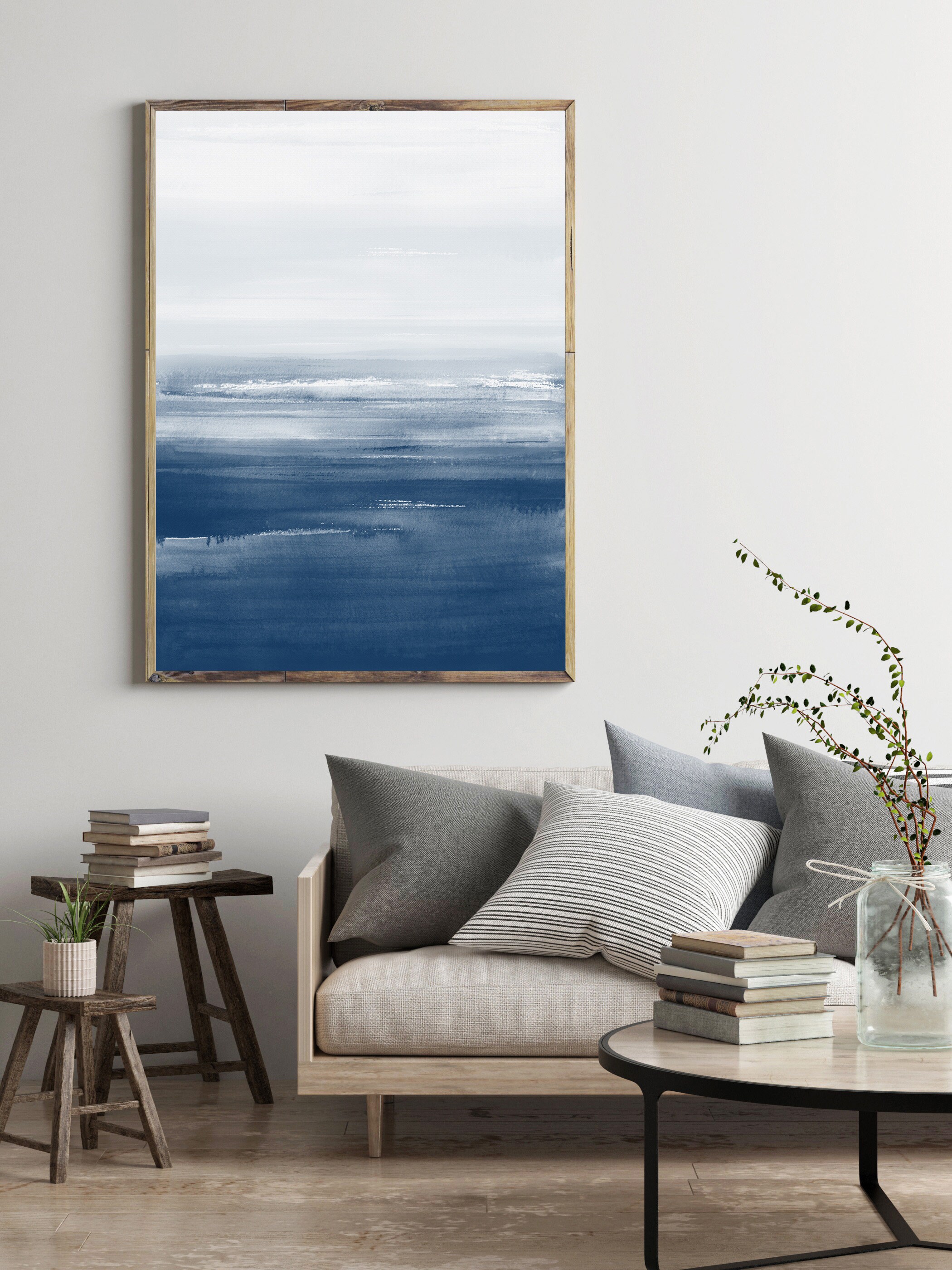 Blue Watercolour Painting Blue Abstract Art Abstract Ocean Print
