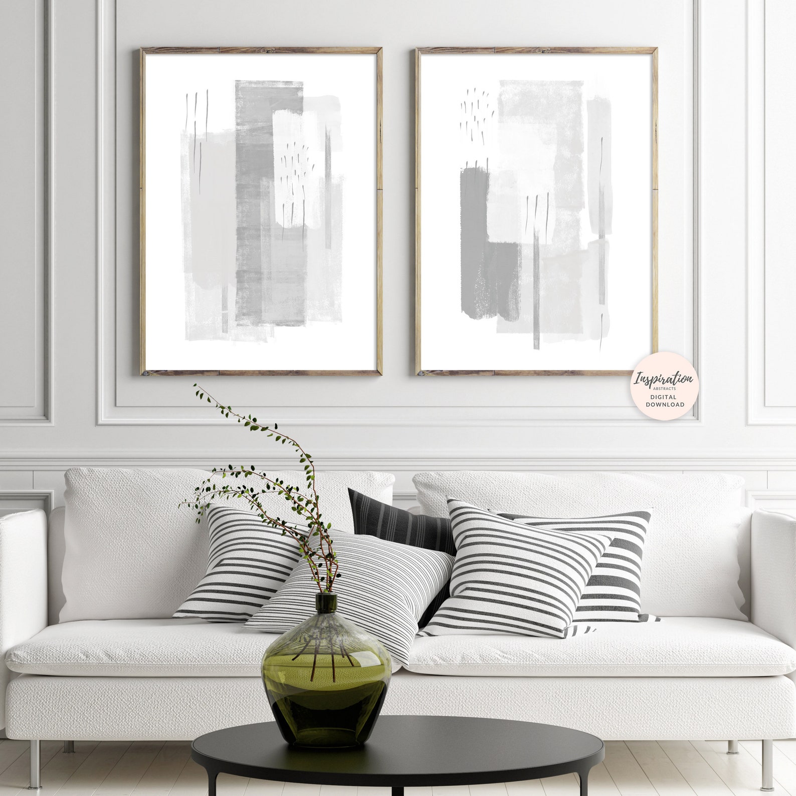 Large Minimal Art Grey White Wall Art Abstract Art Set of Etsy