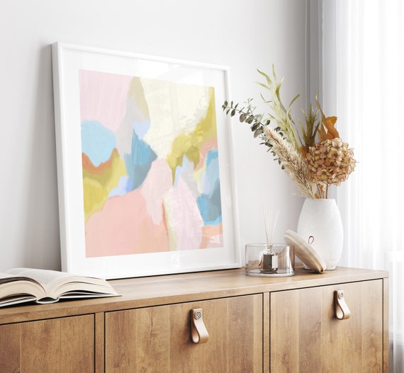 Printable Pastel Painting, Modern Abstract Art, Colourful Wall Art, Contemporary Art Print, 40x40 Wall Art, Modern Nursery Decor