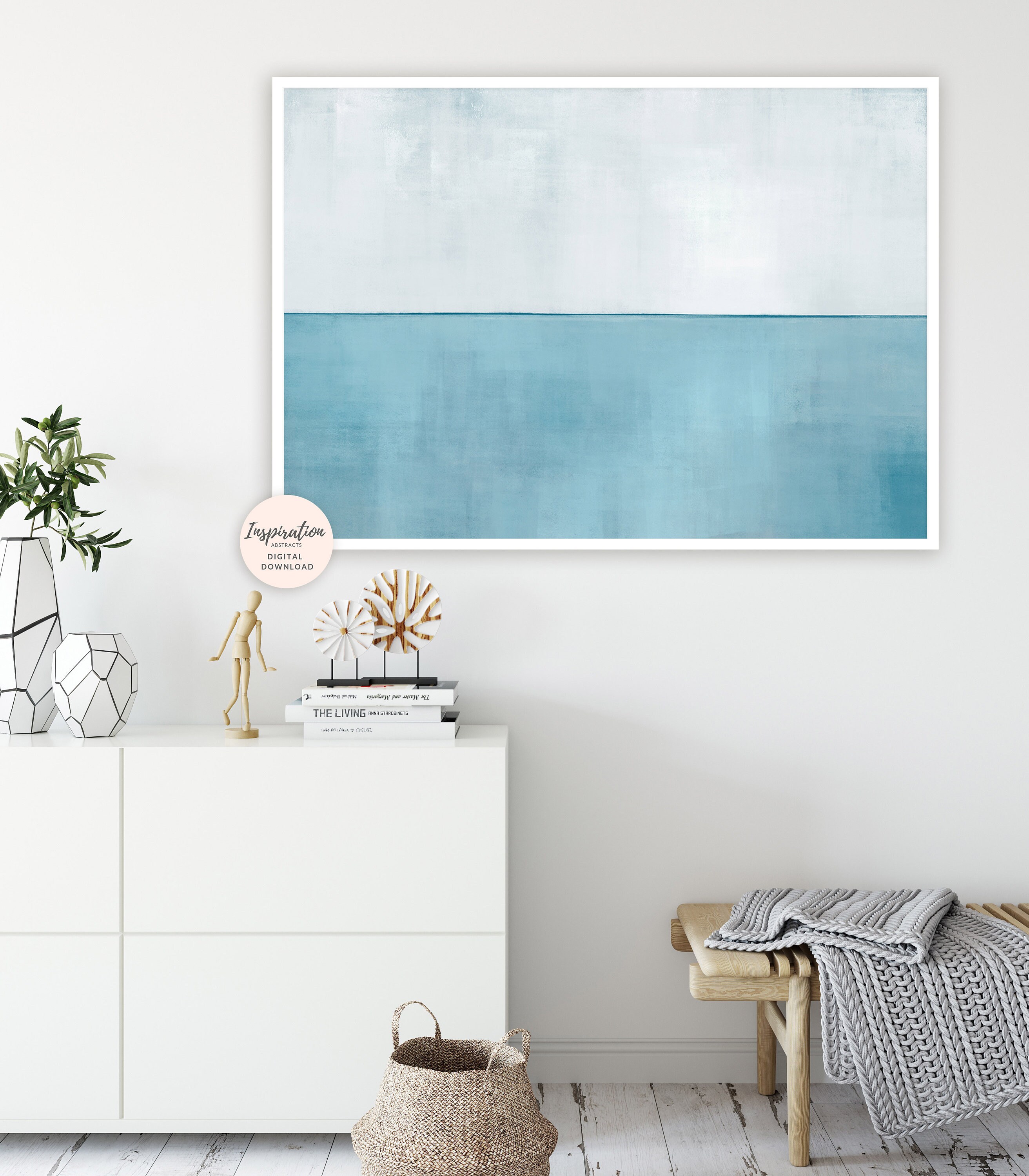 Large Abstract Art Blue Grey Wall Art Beach House Art | Etsy
