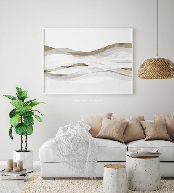 Minimalist Landscape, Abstract Watercolour Print, Mindfulness gift, Horizontal Wall Art, Printable Art, Modern Art, Large Wall Art
