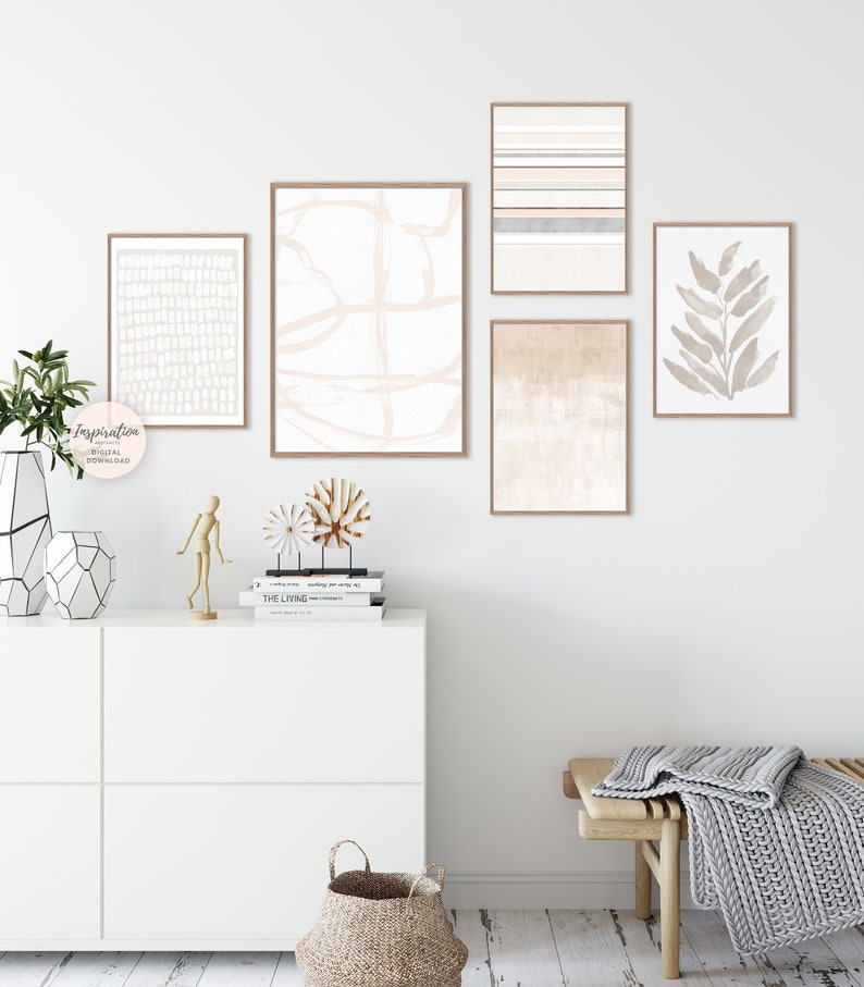 Minimalist Gallery Wall Set Abstract Art 5 Piece Wall Art Etsy
