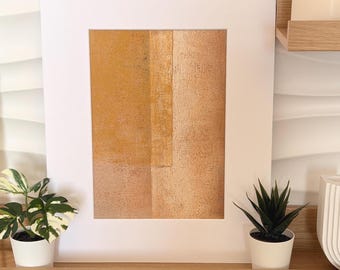 Pintura abstracta original / Arte mural moderno Wabi Sabi / Obra de arte contemporánea para sala de estar / Obra de arte en ocre marrón