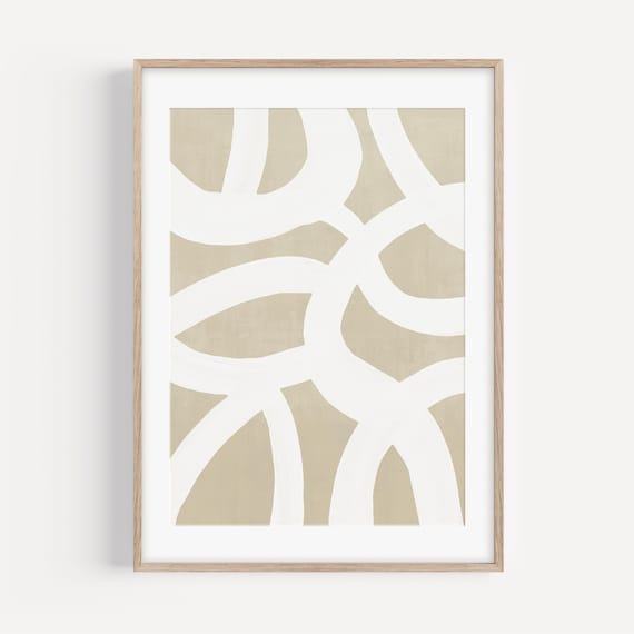 Modern Beige Wall Art,  Printable Abstract Painting, Beige & White Wall Art - Simple Poster Print - Instant Download - Minimalist Art