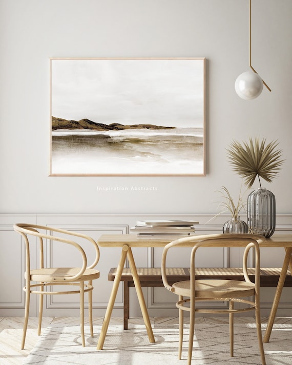 Neutral Landscape Painting, Horizontal Wall Art, Coastal Decor, Zen Wall Art, Large Abstract Painting, Printable Art