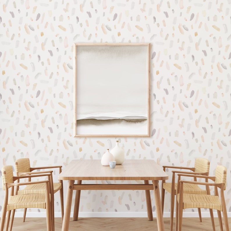 Hand Painted Peel and Stick Wallpaper Watercolour Mural Eco Etsy