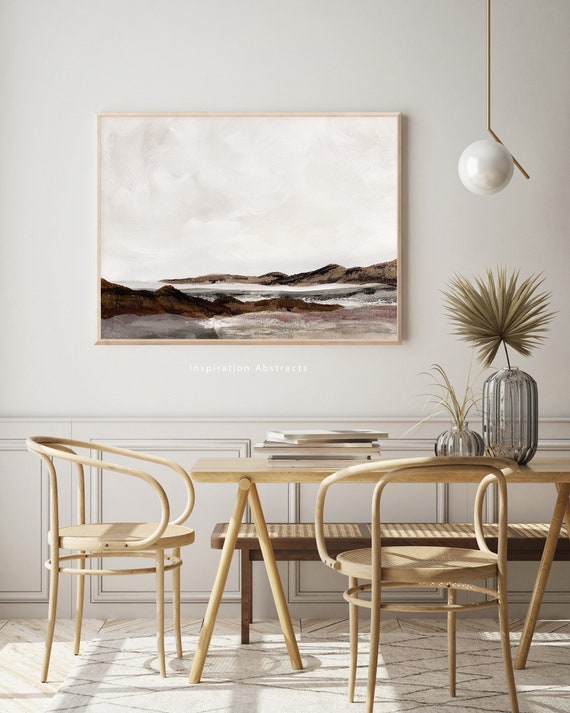 Moody Landscape Painting, Printable Art, Neutral Landscape, Acrylic Painting, Downloadable Art, Large Wall Art