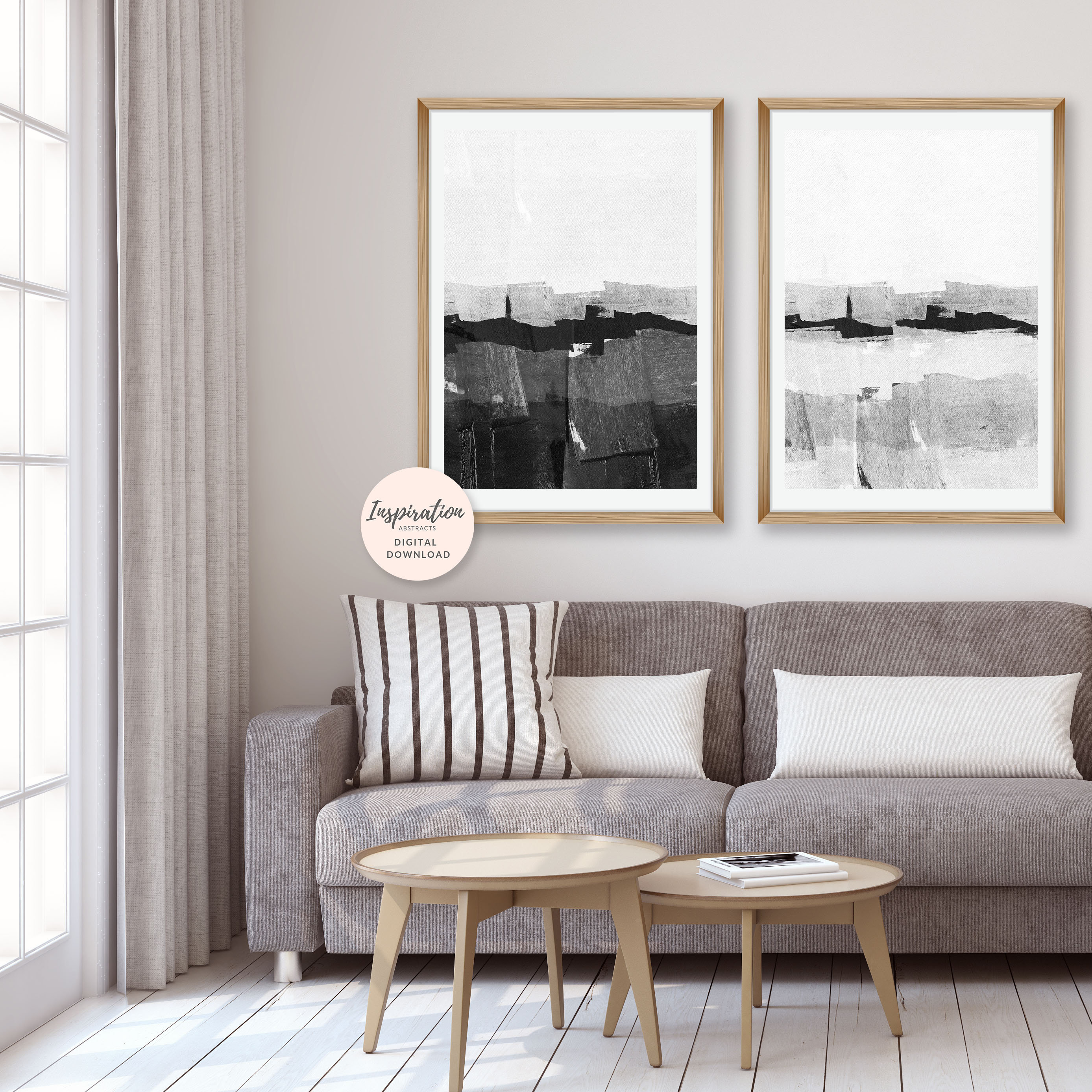 Minimalist Paintings, Vertical Wall Art, Set of 2 Art