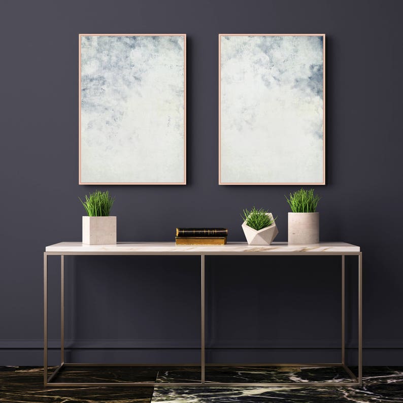 Calming Wall Art Set of Two Prints Pale Blue Art Large Etsy