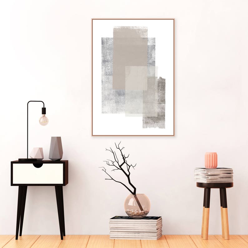 Grey and Brown Abstract Art Neutral Minimalist Painting Etsy