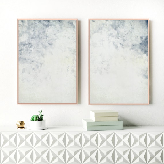 Calming Abstract Art, Set of Two Prints, Pale Blue Art, Large Abstract Paintings, Modern Wall Art, Extra Large Wall Art, Scandinavian Art