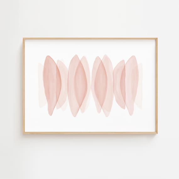 Blush Pink Abstract Art, Minimalist Watercolour Painting, Calm Art Print, Simple Printable Art, Modern Oversized Wall Art, 40X30 Print