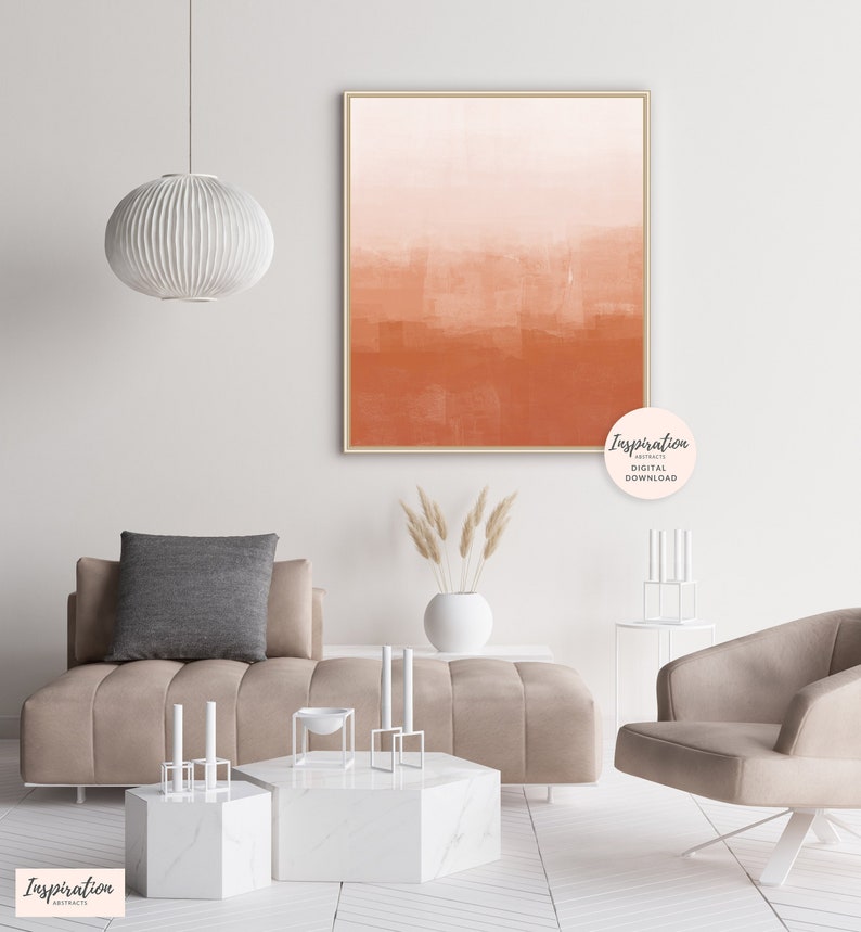 Burnt Orange Abstract Art Minimal Painting Large Wall Art Etsy