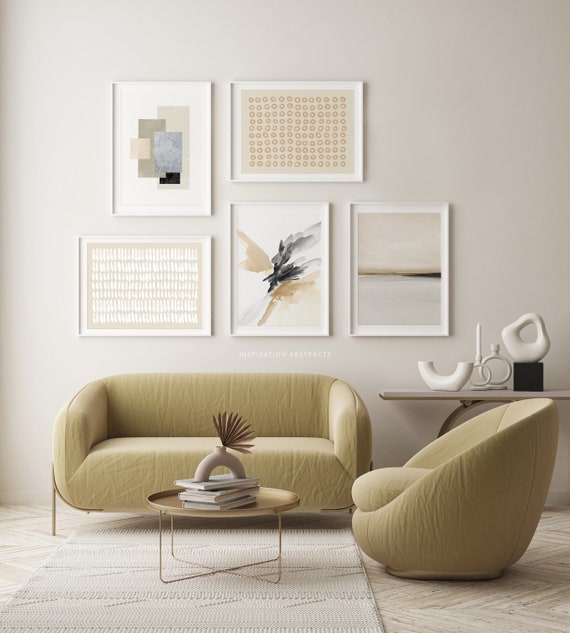 Contemporary Gallery Wall Prints, 5 Piece Wall Art, Minimalist Wall Art, Printable Art Bundle, Modern Abstract Prints