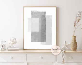 Minimal Abstract Art, Geometric Art, Grey and White Wall Art, Large Minimal Art, Apartment Decor, Simple Art Print, Modern Wall Art