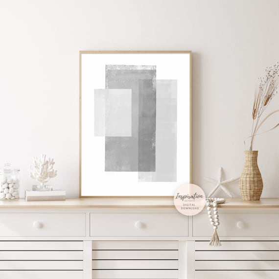 Minimal Abstract Art, Geometric Art, Grey and White Wall Art, Large Minimal Art, Apartment Decor, Simple Art Print, Modern Wall Art