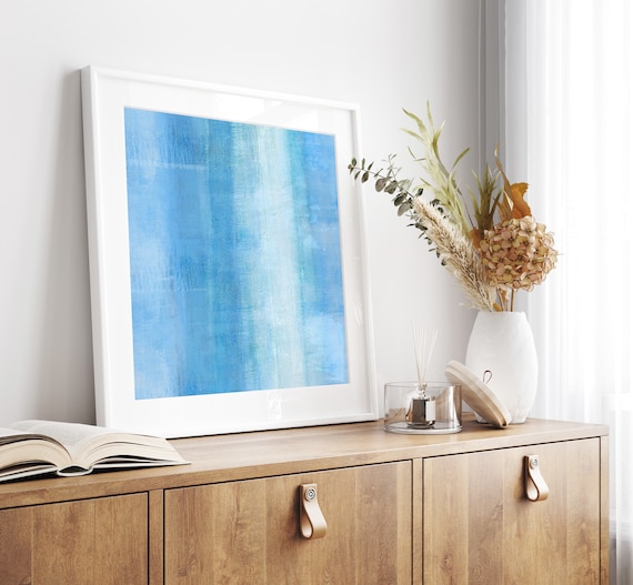 Blue Calming Abstract Painting, Abstract Coastal Wall Art, Minimal Painting, Bright Blue Wall Art, Contemporary Abstract Art